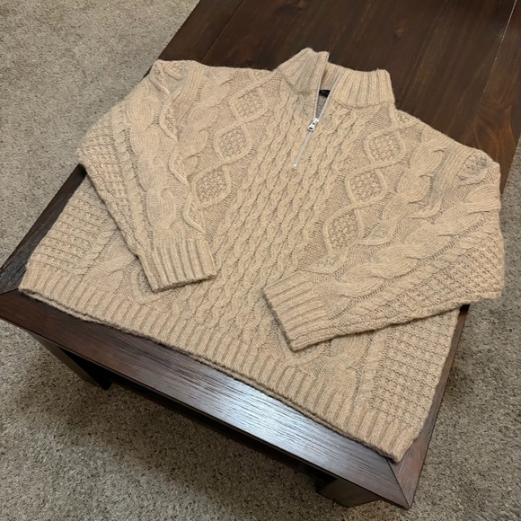 Jenni Kayne Cable Half Zip Sweater In Clove Wool Alpaca - Picture 14 of 15